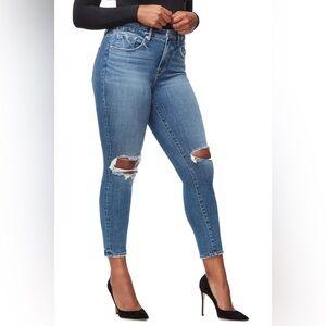 Good American Good Legs Crops In Blue261 Ripped Knees Size 12/31‎